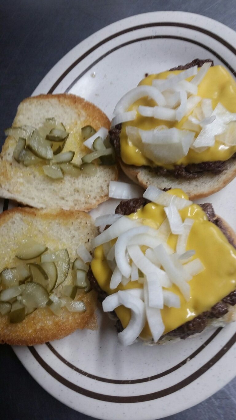 Cheeseburger and french fries served at 9th Street Pub in La Salle, IL